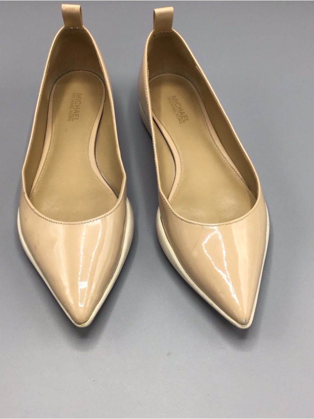 Michael Kors Nude Patent Pointed Ballet Flats - Picture 5 of 7